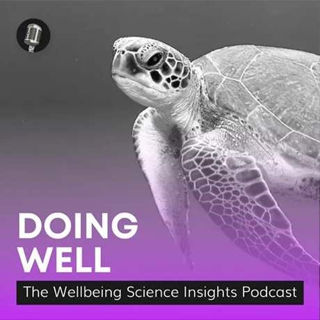 A podcast thumbnail design for the Doing Well Podcast